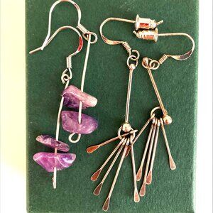 Two pairs of dangling earrings in sterling silver